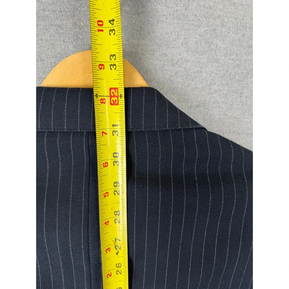 Vintage Bespoke Mens Navy Blue Pinstripe Two Button Blazer Jacket 50s Wide lapel